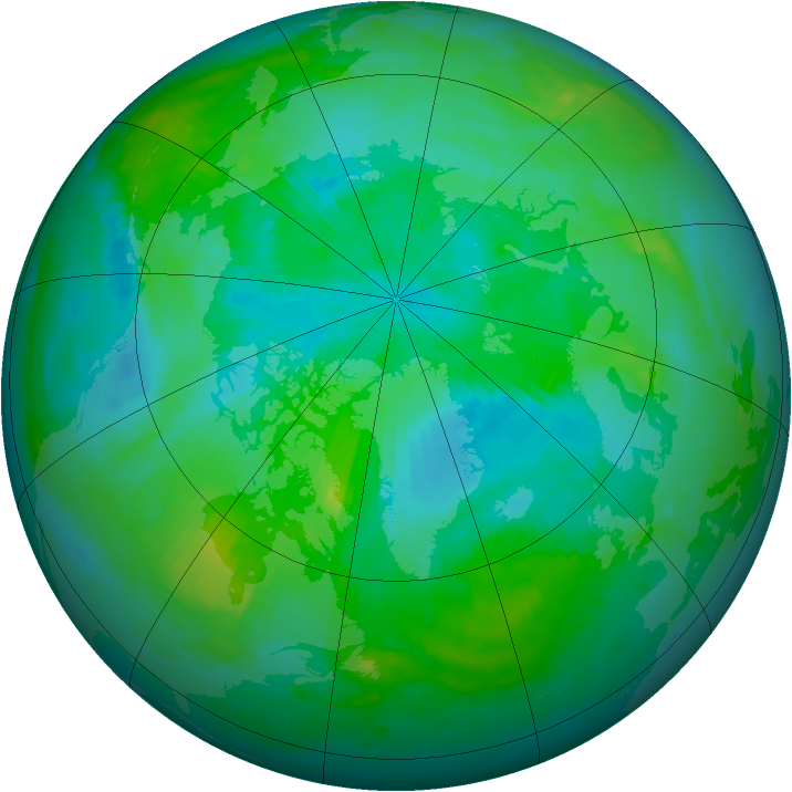 Arctic ozone map for 13 August 1997